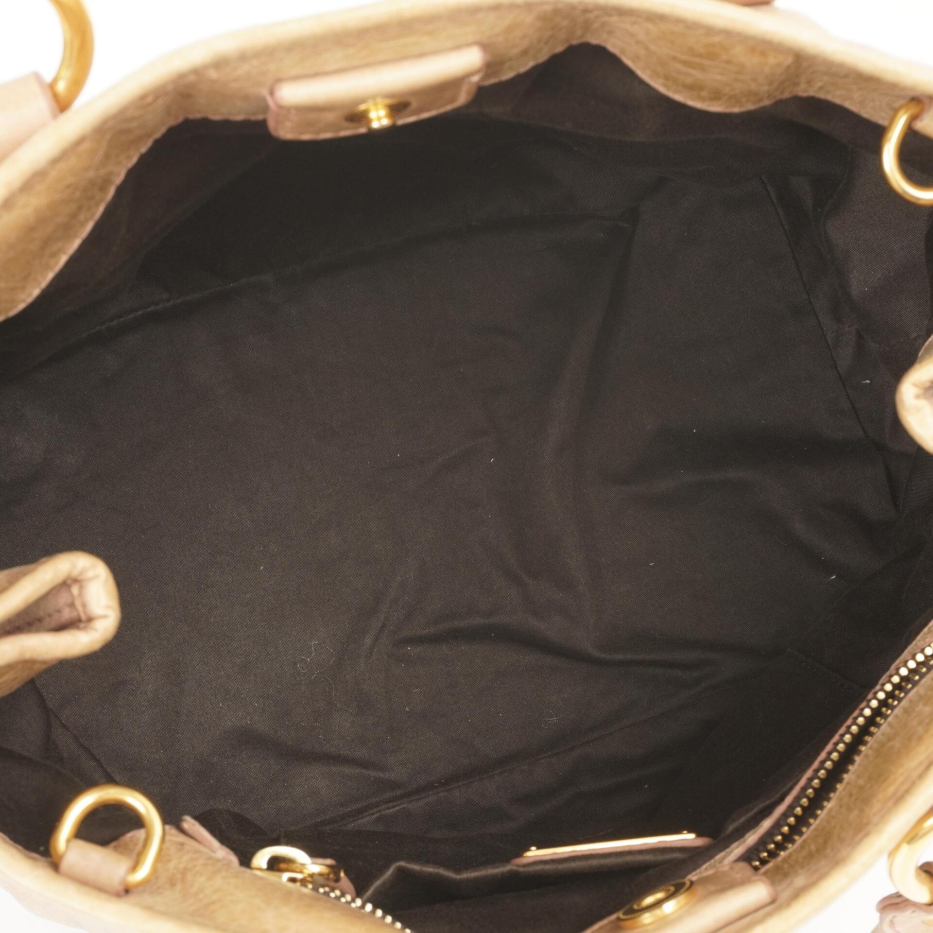 Miu Miu Vitello Shine Tote Bag Cammeo