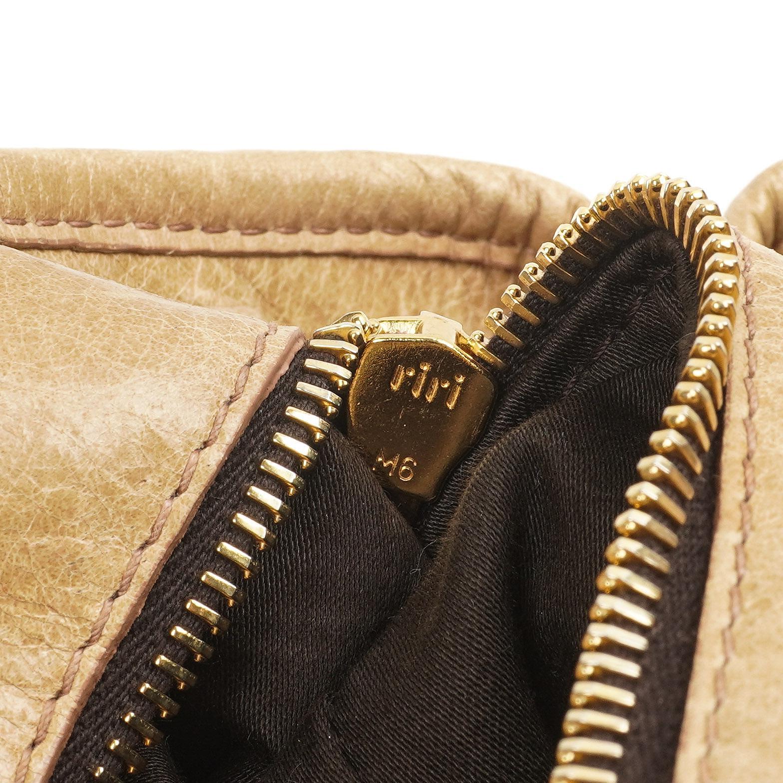 Miu Miu Vitello Shine Tote Bag Cammeo