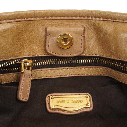 Miu Miu Vitello Shine Tote Bag Cammeo