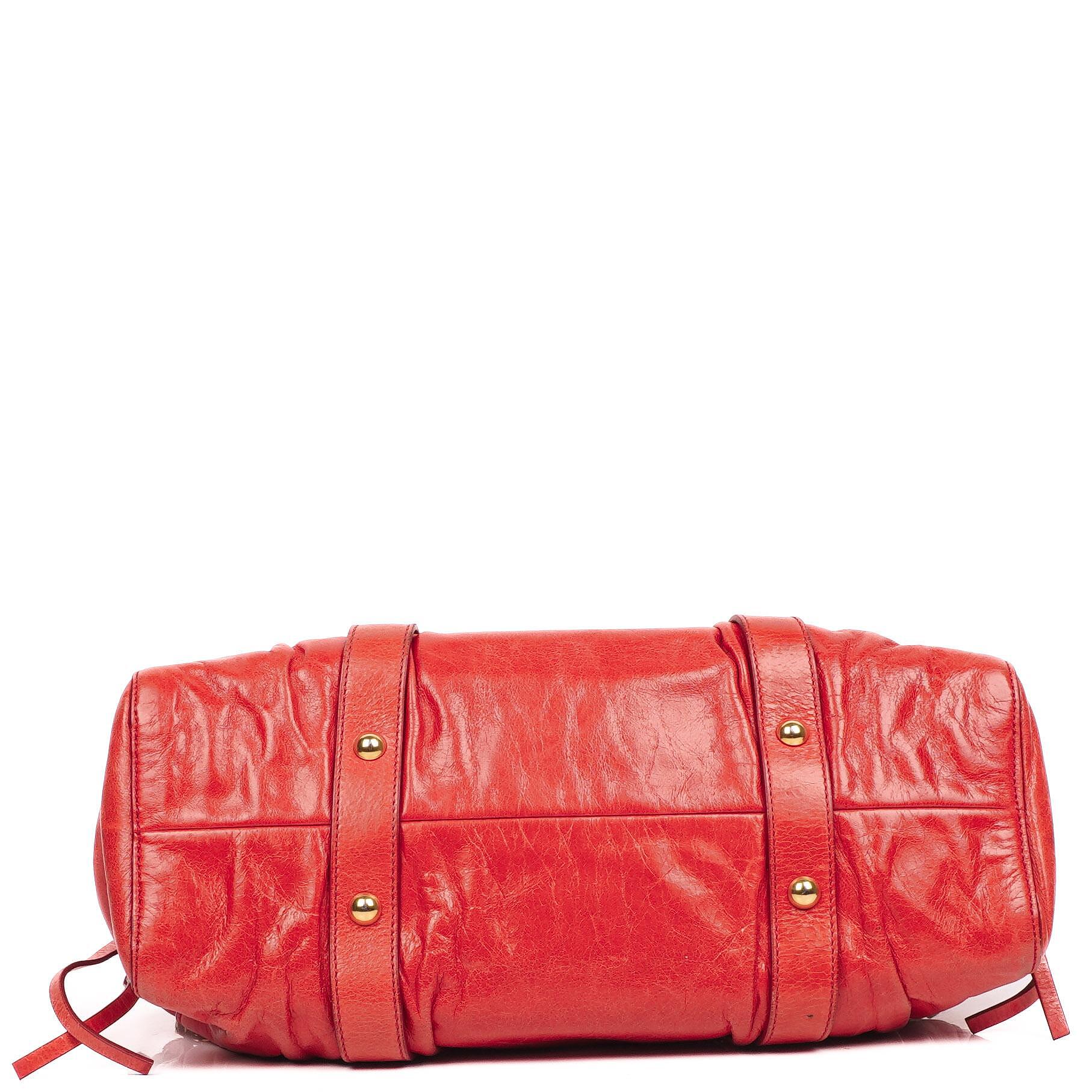 Miu Miu Vitello Shine Lacca Satchel Tasche