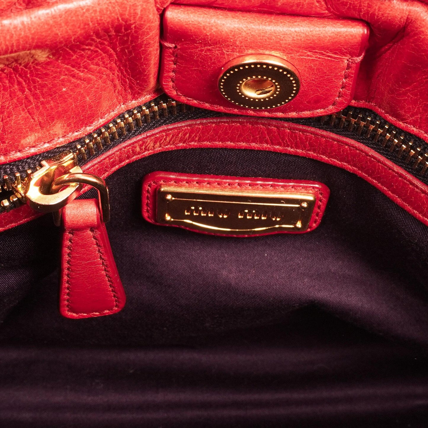 Miu Miu Vitello Shine Lacca Satchel Tasche