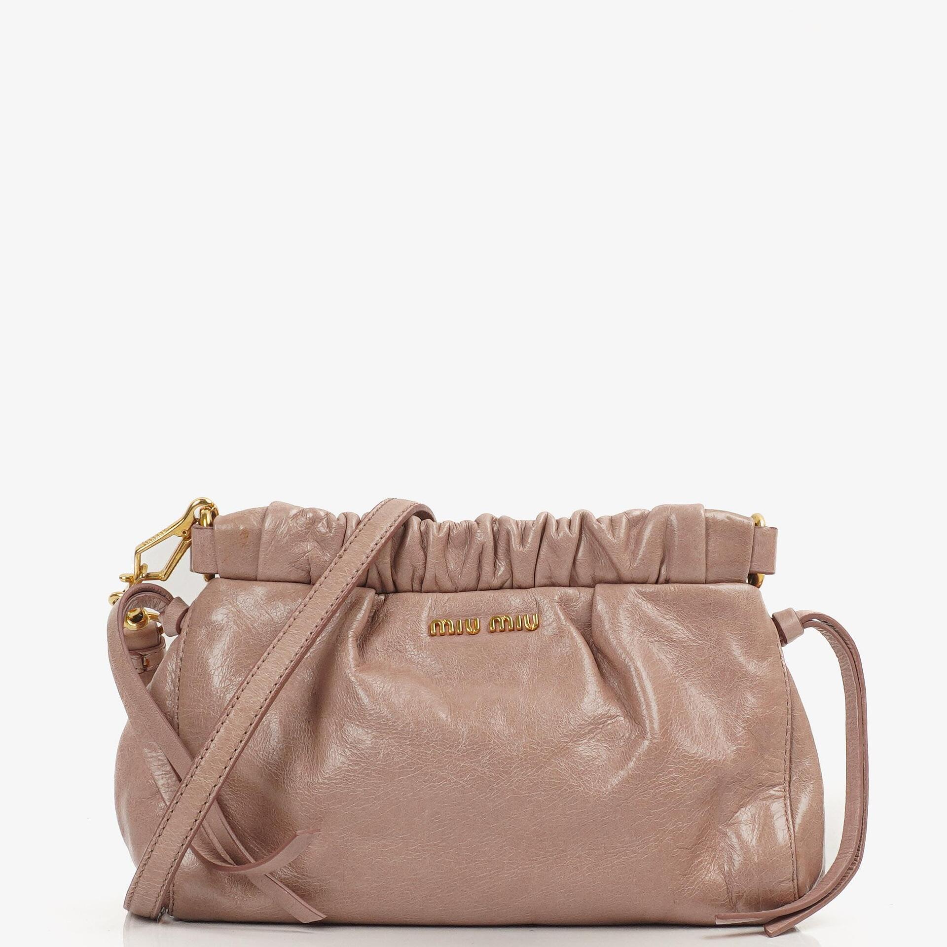Miu Miu Vitello Shine Crossbody Clutch Bag Mughetto