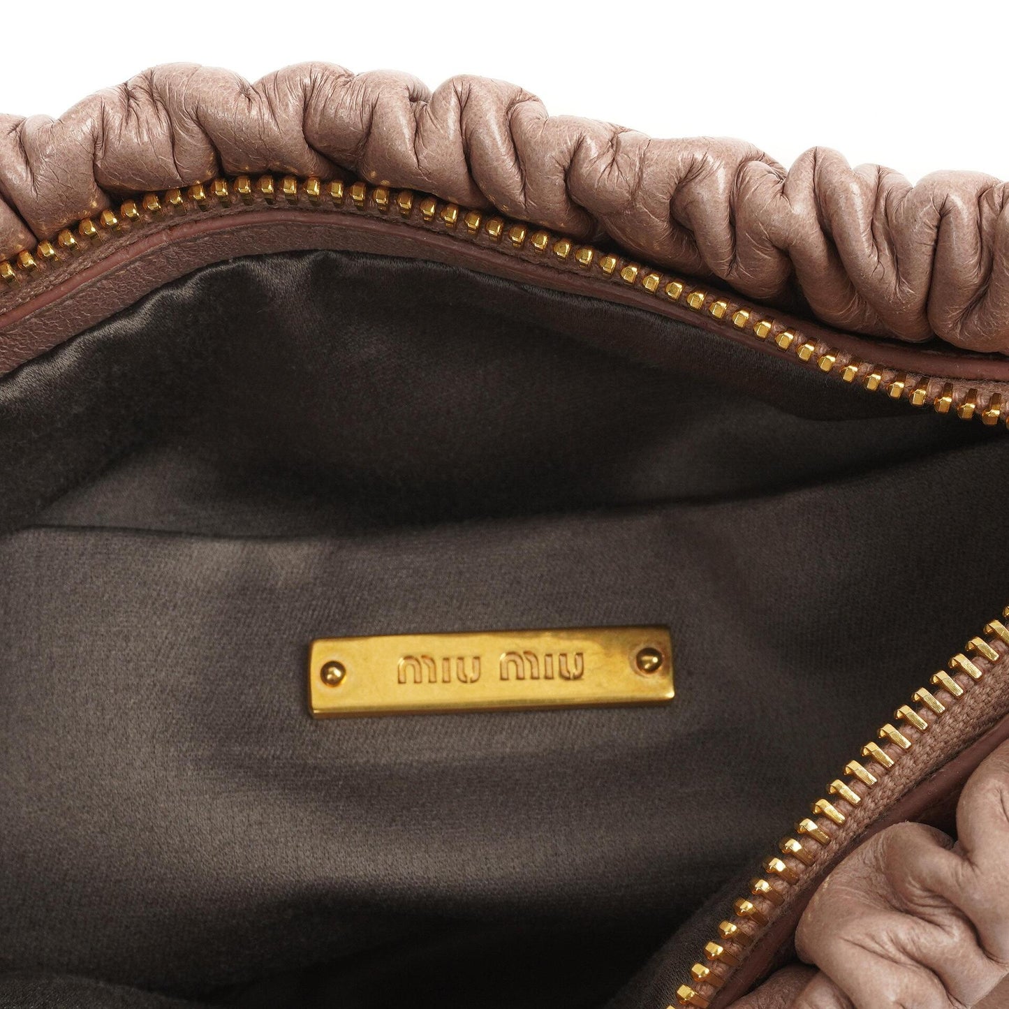 Miu Miu Vitello Shine Crossbody Clutch Bag Mughetto