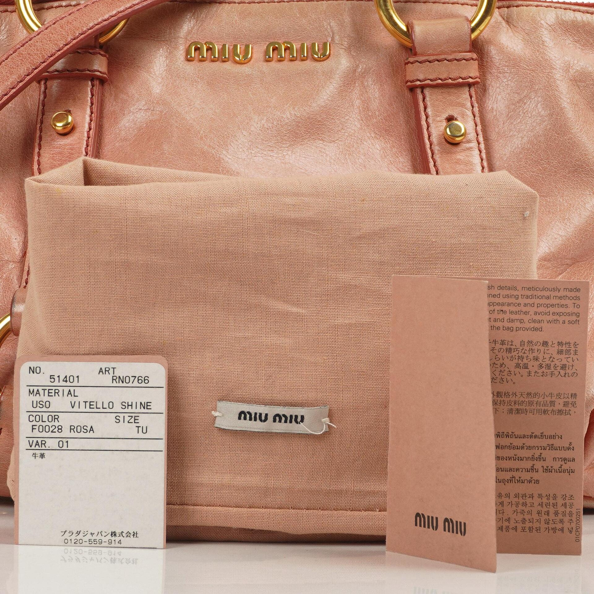 Miu Miu Vitello Shine Satchel Bag Rosa