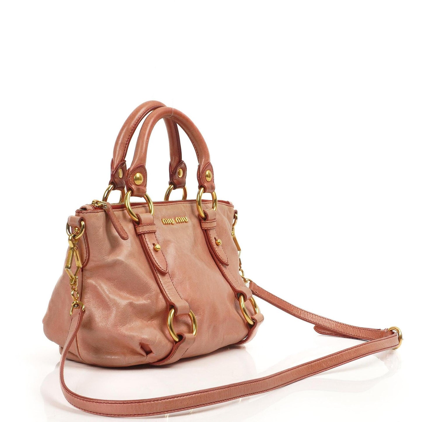 Miu Miu Vitello Shine Satchel Bag Rosa