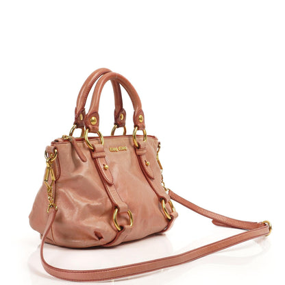 Miu Miu Vitello Shine Satchel Bag Rosa