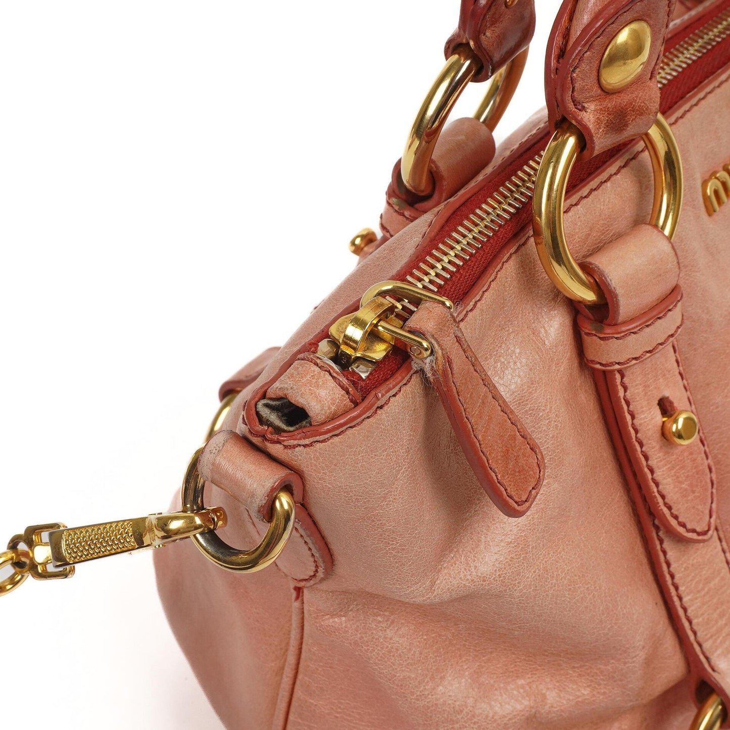 Miu Miu Vitello Shine Satchel Bag Rosa