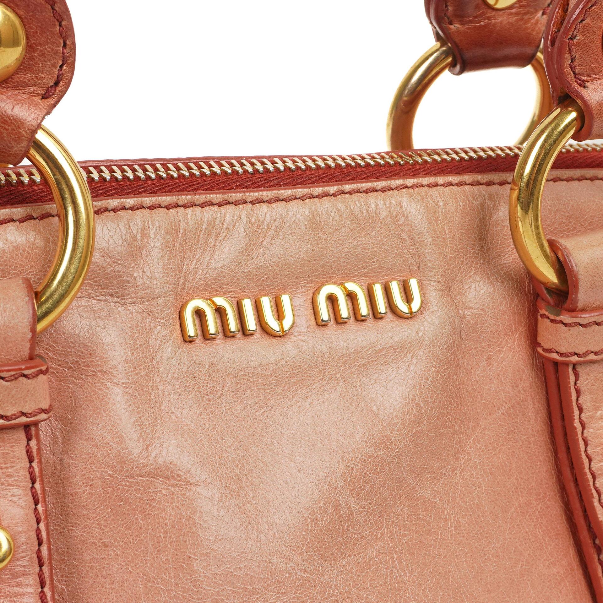 Miu Miu Vitello Shine Satchel Bag Rosa