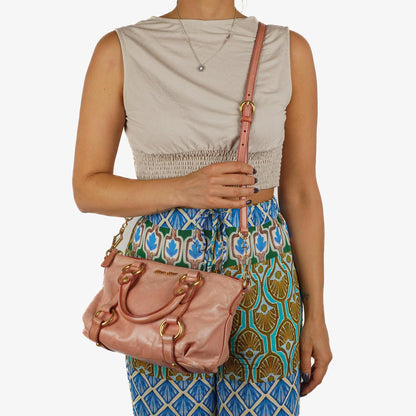 Miu Miu Vitello Shine Satchel Bag Rosa