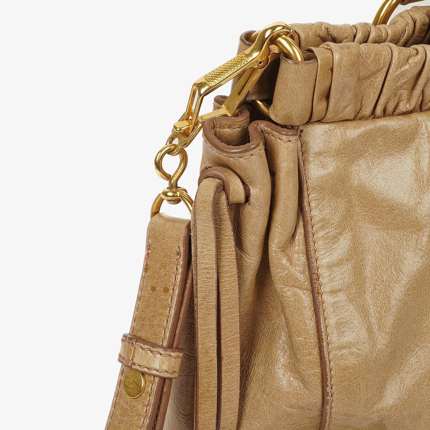 Miu Miu Vitello Shine Sabbia Satchel Bag