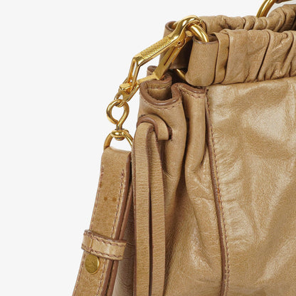 Miu Miu Vitello Shine Sabbia Satchel Bag