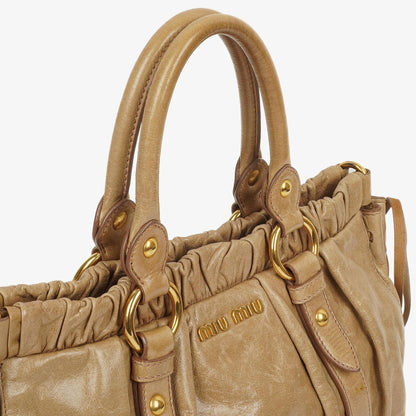 Miu Miu Vitello Shine Sabbia Satchel Bag