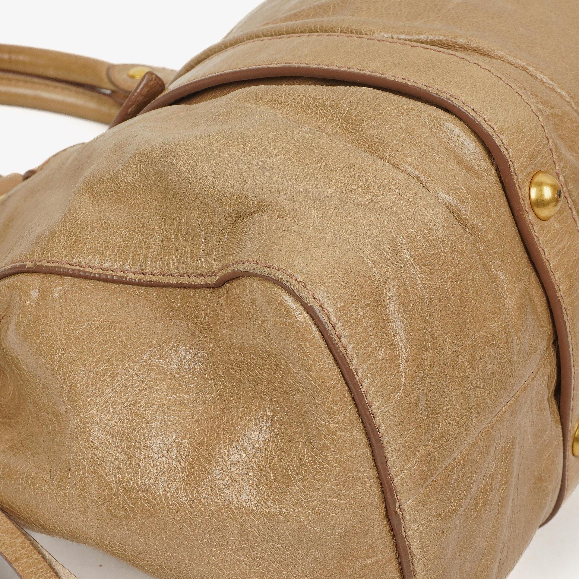 Miu Miu Vitello Shine Sabbia Satchel Bag
