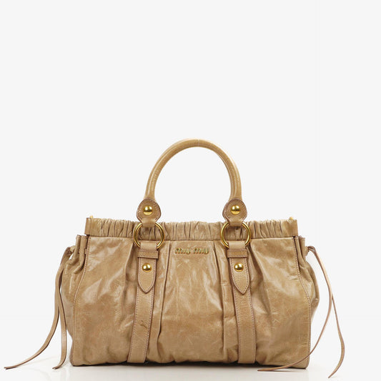 Miu Miu Vitello Shine Sabbia Satchel Tasche