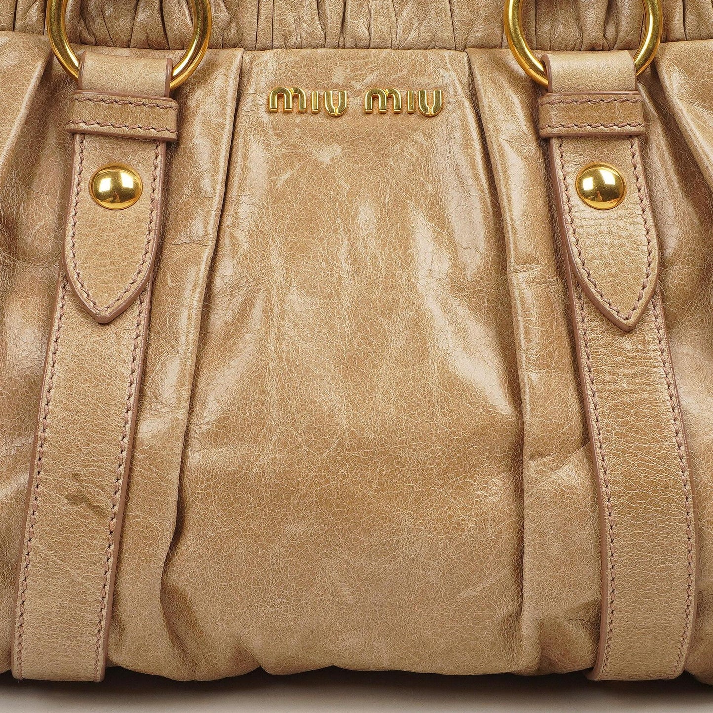 Miu Miu Vitello Shine Sabbia Satchel Tasche