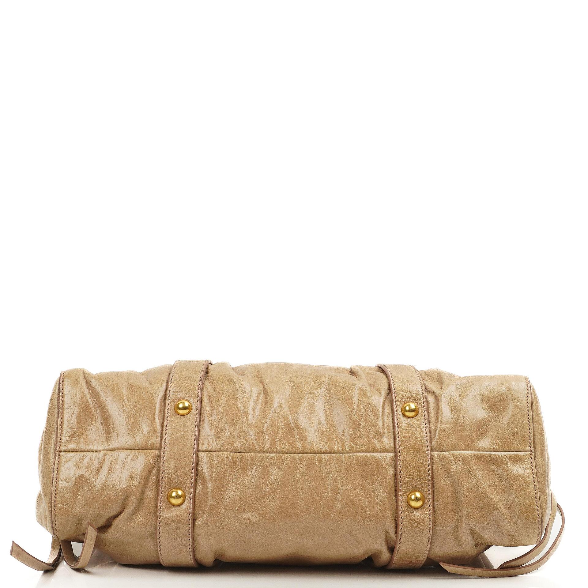 Miu Miu Vitello Shine Sabbia Satchel Tasche