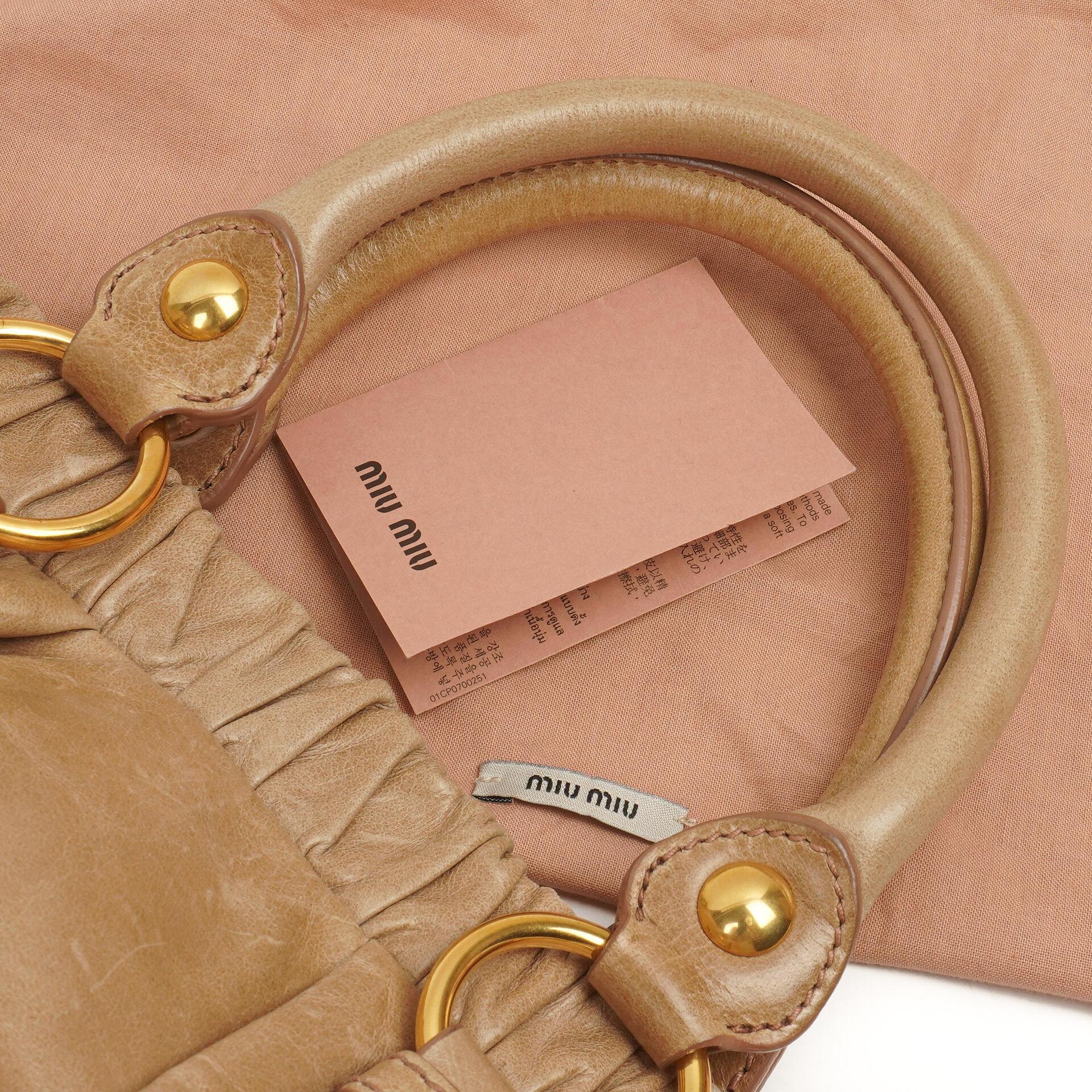Miu Miu Vitello Shine Sabbia Satchel Tasche