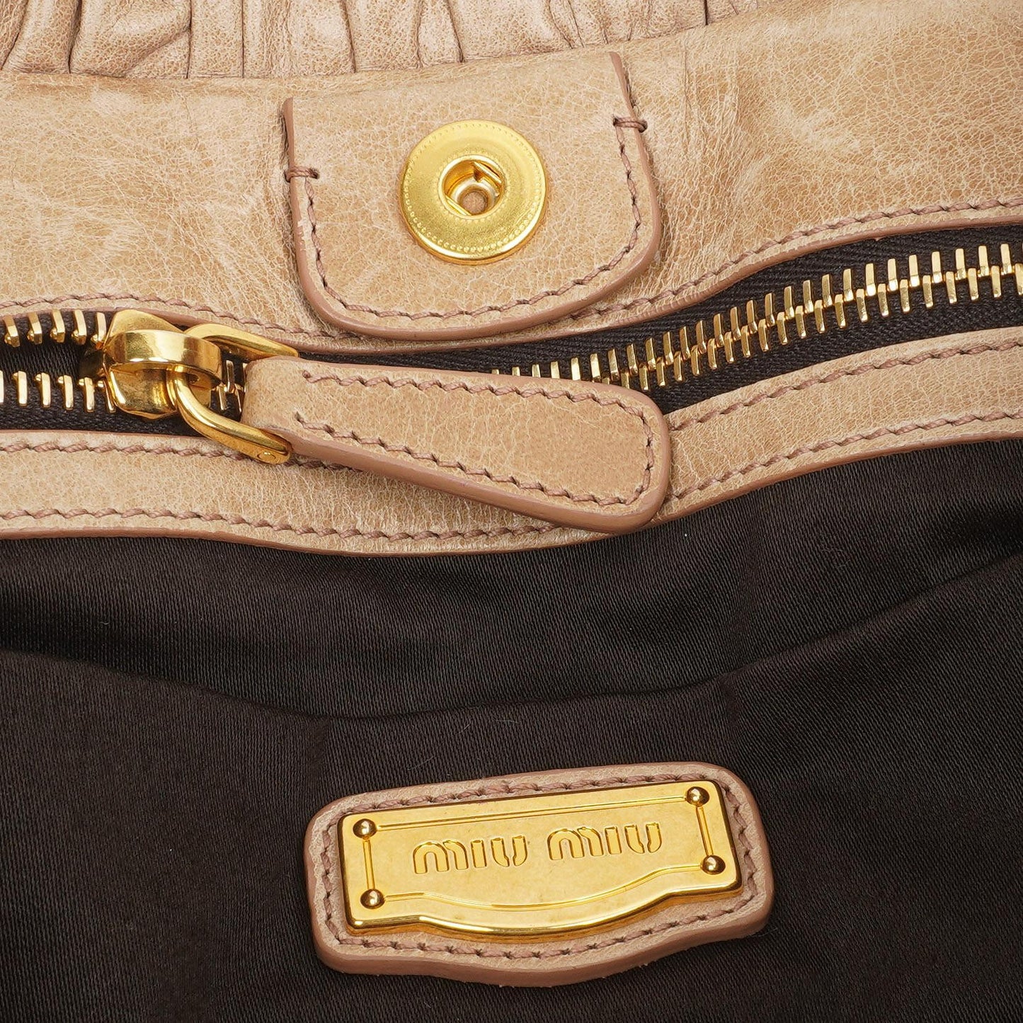 Miu Miu Vitello Shine Sabbia Satchel Tasche