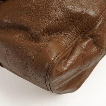 Miu Miu Vitello Shopping Tote Shine Lux Satchel Bag Braun