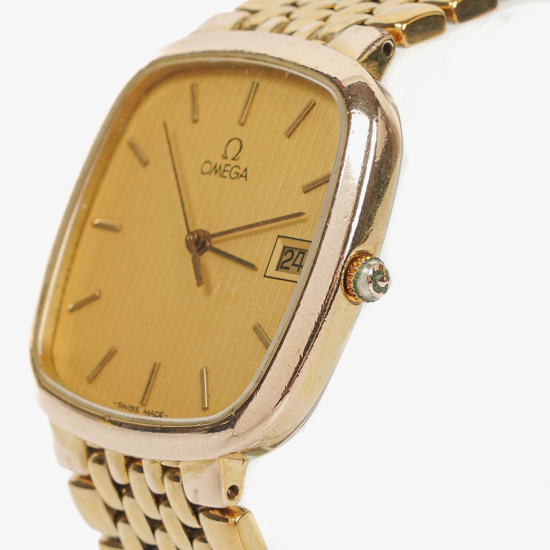 Omega De Ville 30 mm Quarzuhr aus vergoldetem Edelstahl
