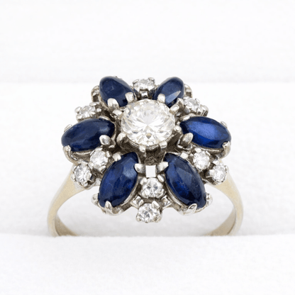 Prachtvoller 18K Vintage Saphir & Diamant Ring - Laminimas e.K
