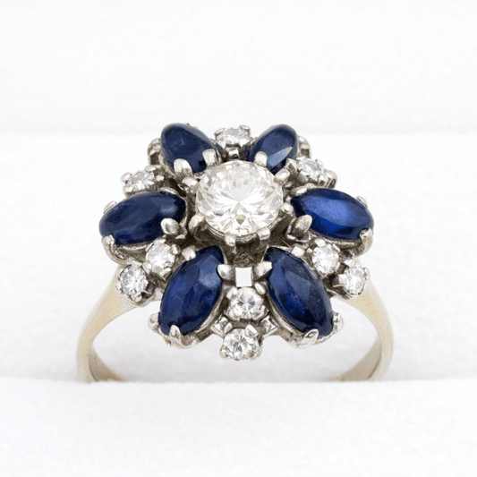 Prachtvoller 18K Vintage Saphir & Diamant Ring - Laminimas e.K