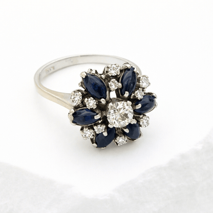 Prachtvoller 18K Vintage Saphir & Diamant Ring - Laminimas e.K