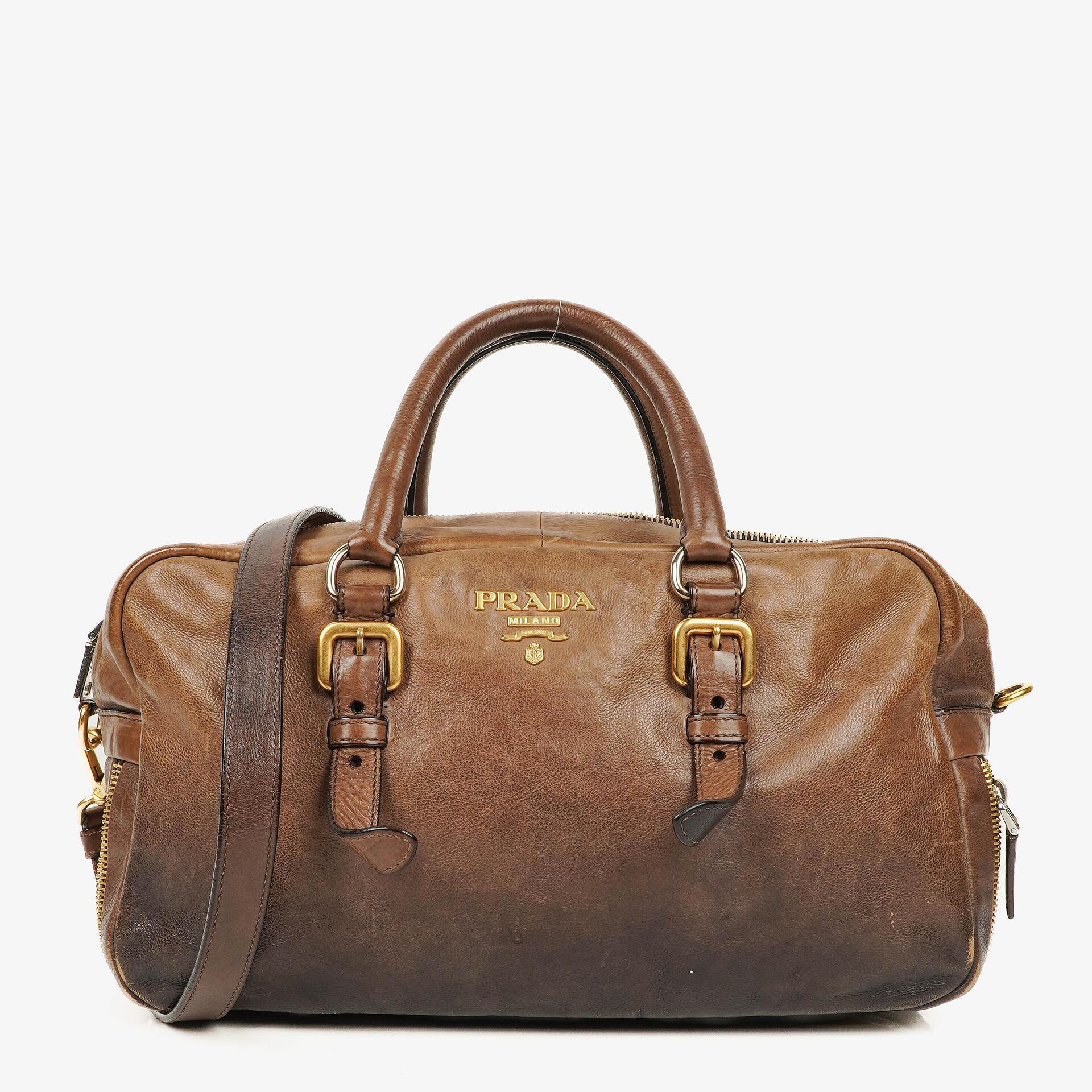 Prada Satchel-Tasche aus Ardesia/Fumo Ombre Glace Leder mit Reißverschlüssen
