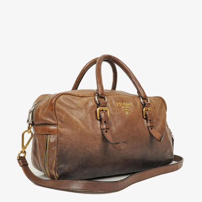 Prada Satchel-Tasche aus Ardesia/Fumo Ombre Glace Leder mit Reißverschlüssen