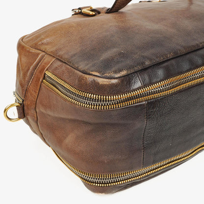 Prada Satchel-Tasche aus Ardesia/Fumo Ombre Glace Leder mit Reißverschlüssen