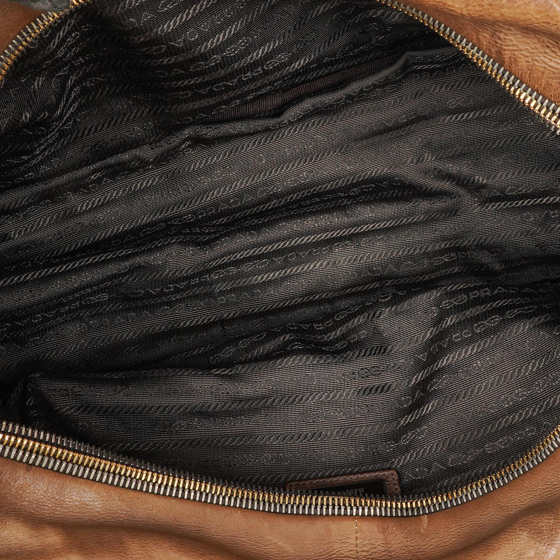 Prada Satchel-Tasche aus Ardesia/Fumo Ombre Glace Leder mit Reißverschlüssen