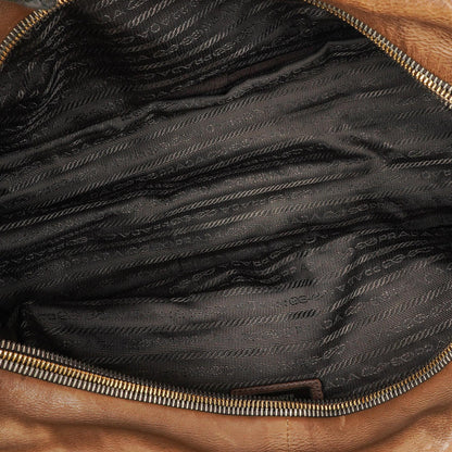 Prada Satchel-Tasche aus Ardesia/Fumo Ombre Glace Leder mit Reißverschlüssen