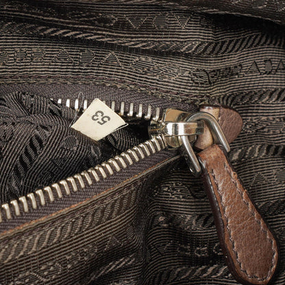 Prada Satchel-Tasche aus Ardesia/Fumo Ombre Glace Leder mit Reißverschlüssen