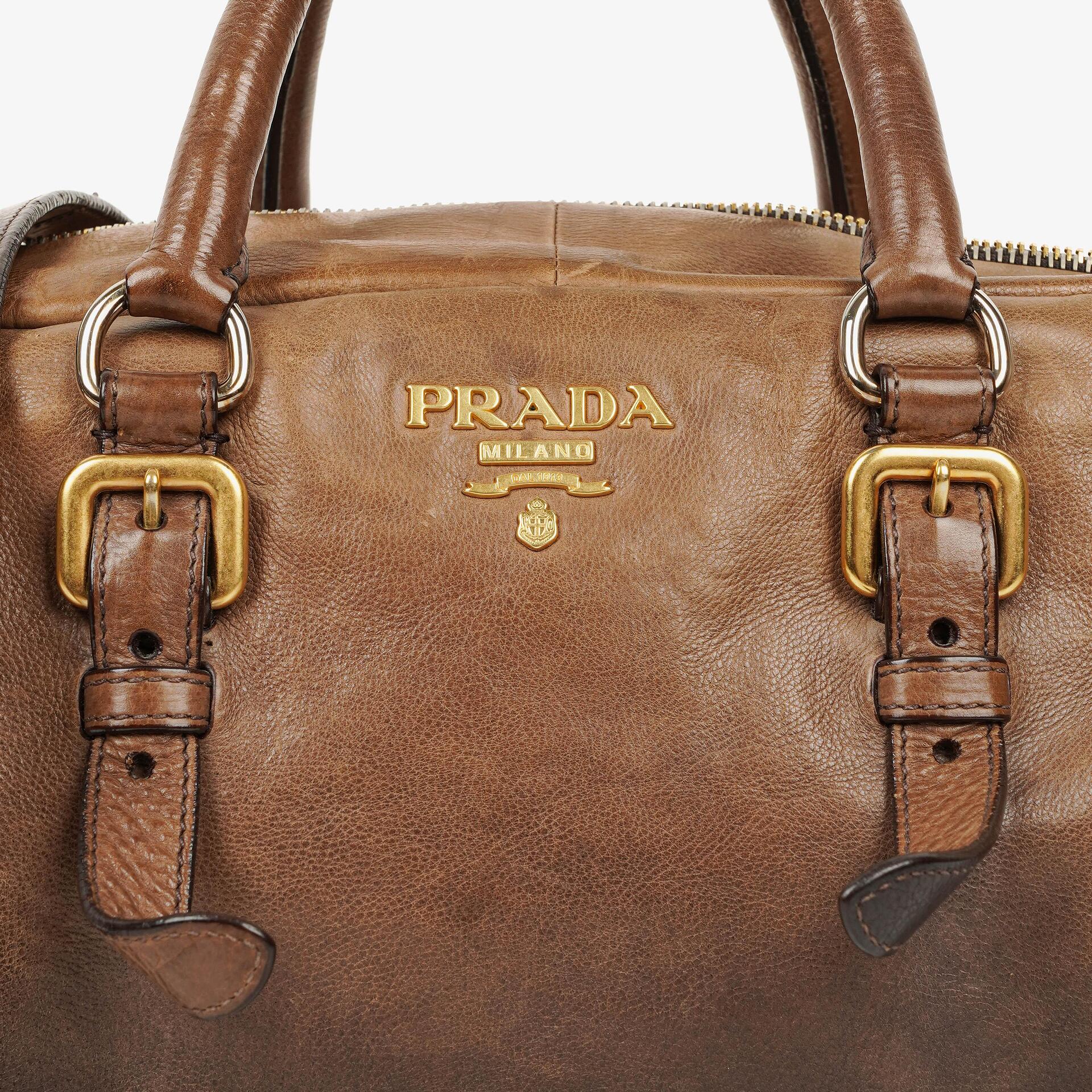 Prada Satchel-Tasche aus Ardesia/Fumo Ombre Glace Leder mit Reißverschlüssen