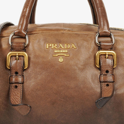 Prada Satchel-Tasche aus Ardesia/Fumo Ombre Glace Leder mit Reißverschlüssen