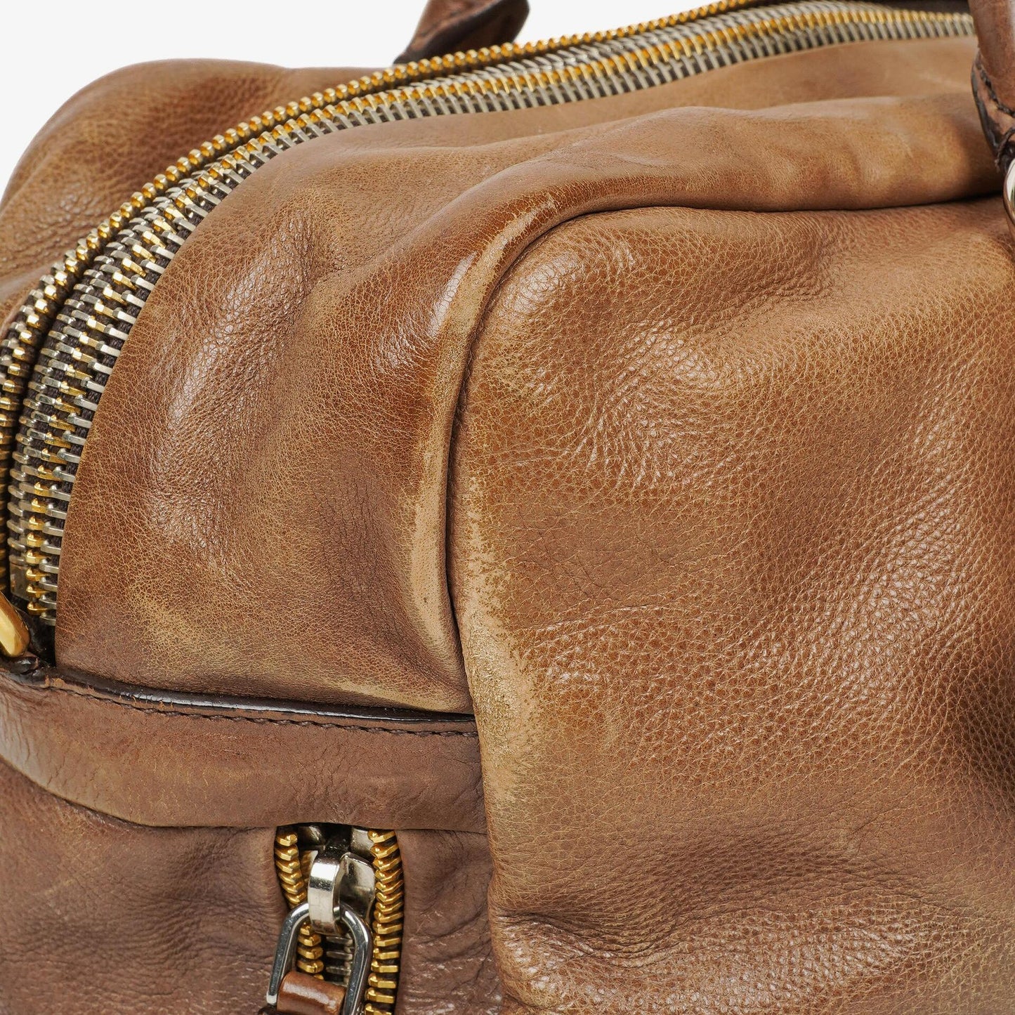 Prada Satchel-Tasche aus Ardesia/Fumo Ombre Glace Leder mit Reißverschlüssen