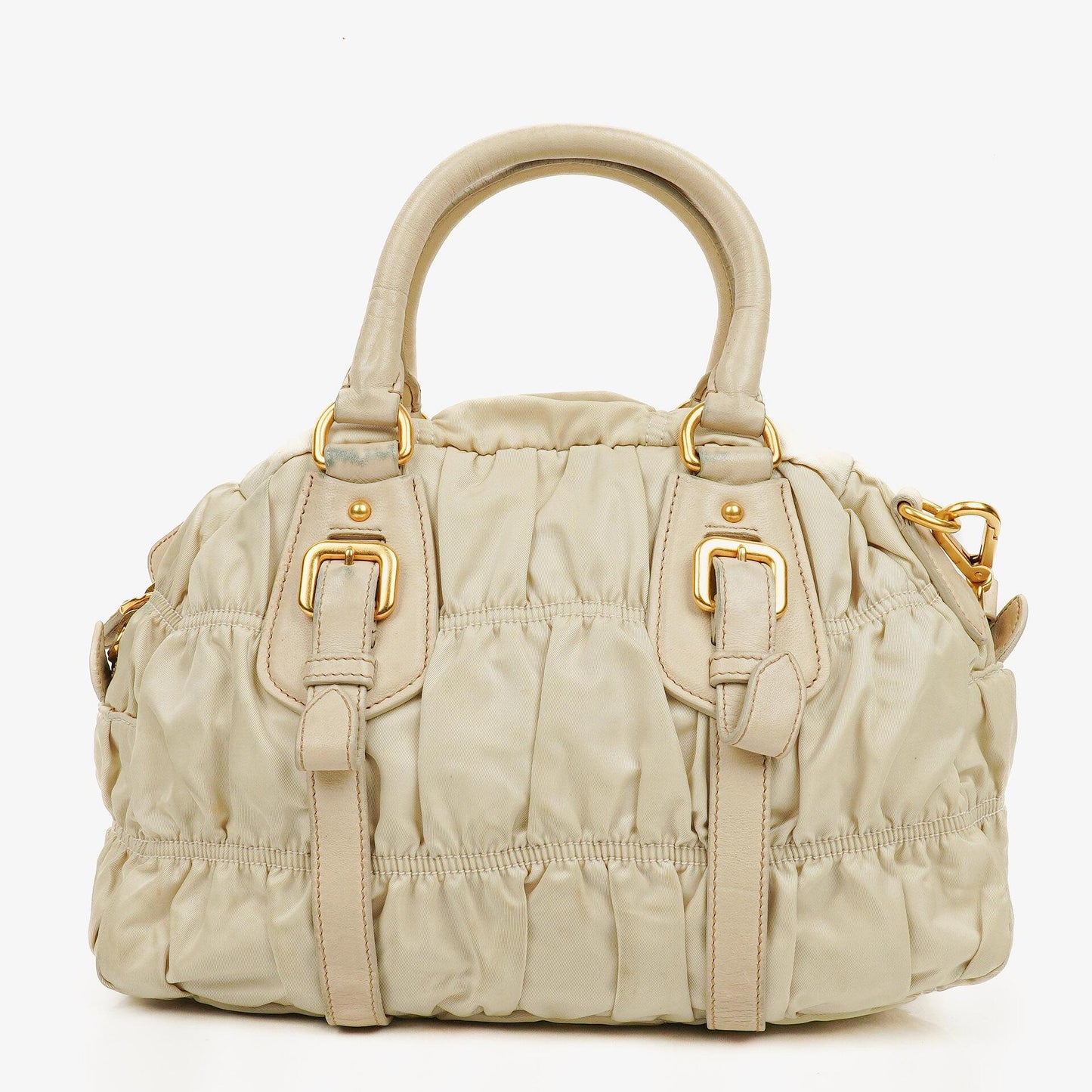 Prada Gaufre Satchel-Tasche aus beigem Nylon mit Reißverschluss