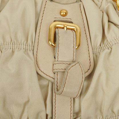 Prada Gaufre Satchel-Tasche aus beigem Nylon mit Reißverschluss
