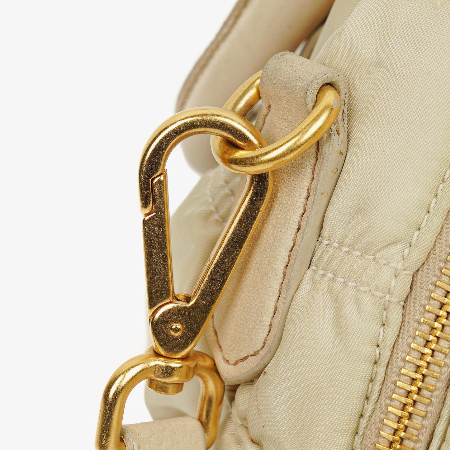 Prada Gaufre Satchel-Tasche aus beigem Nylon mit Reißverschluss