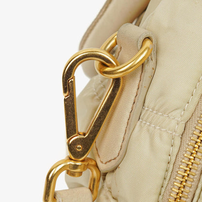 Prada Gaufre Satchel-Tasche aus beigem Nylon mit Reißverschluss
