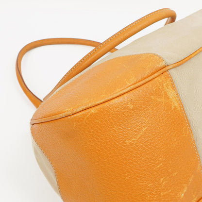 Prada Schultertasche aus beigem/karamellbraunem Canvas und Leder