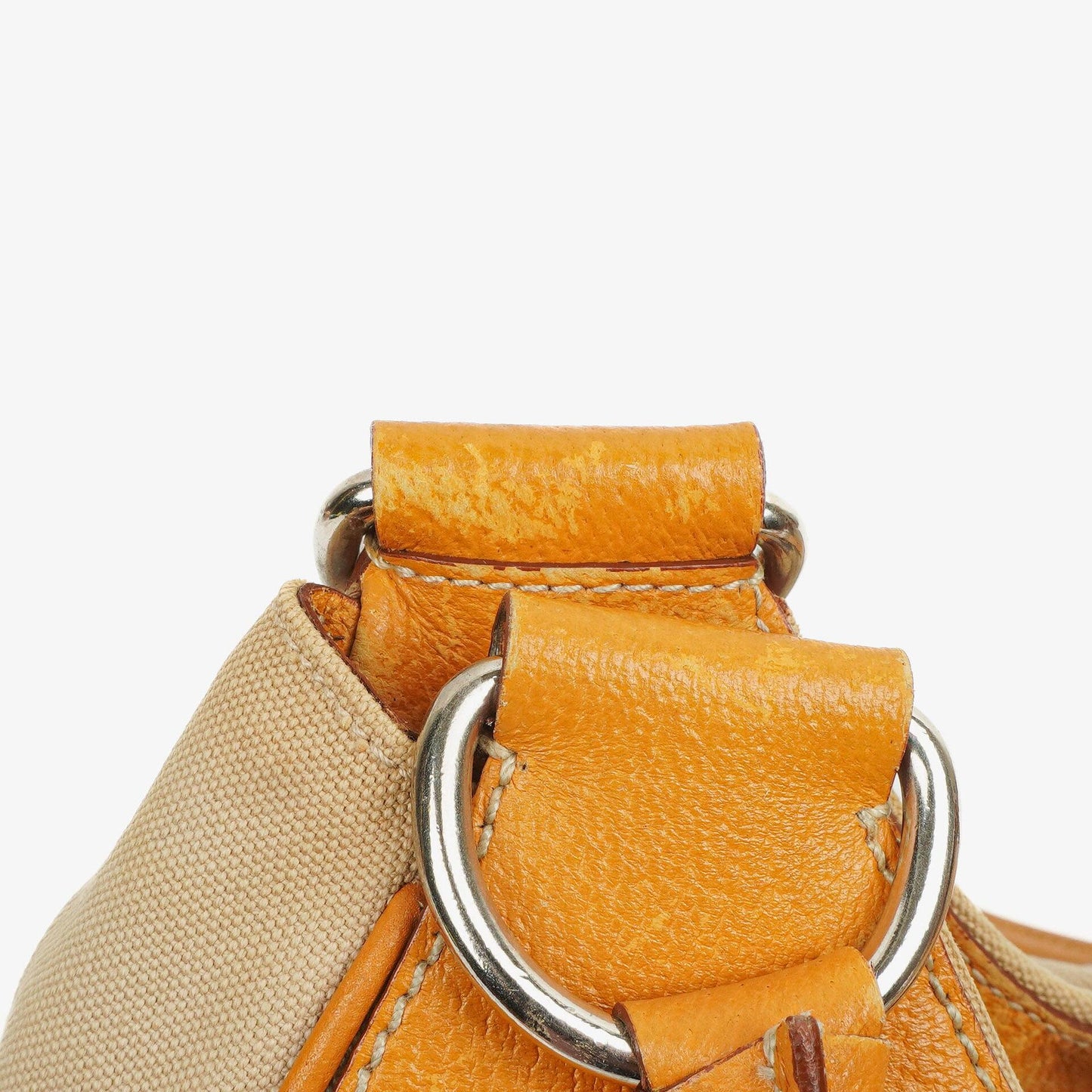 Prada Schultertasche aus beigem/karamellbraunem Canvas und Leder