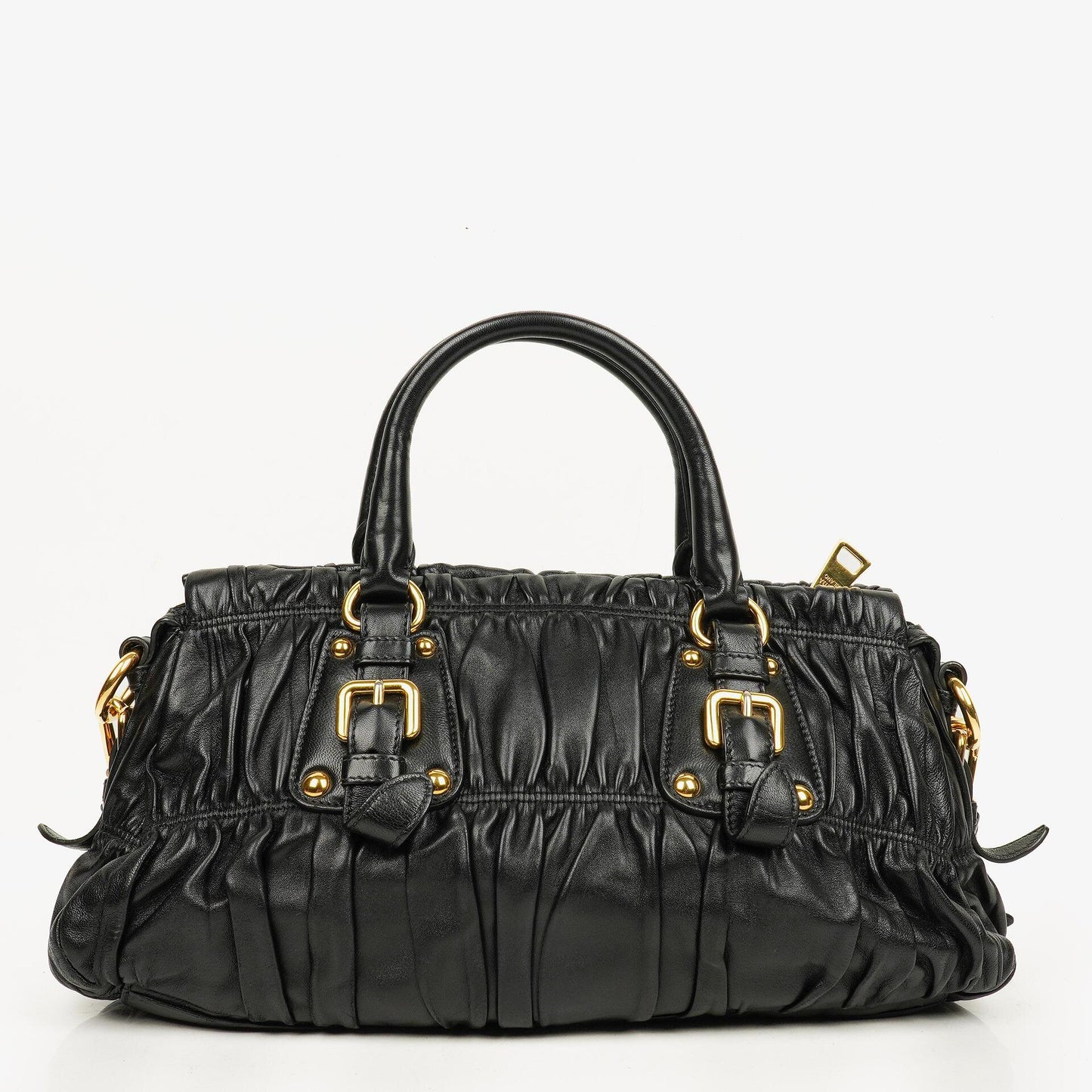 Prada Nappa Gaufre Leder Satchel Tasche in Schwarz