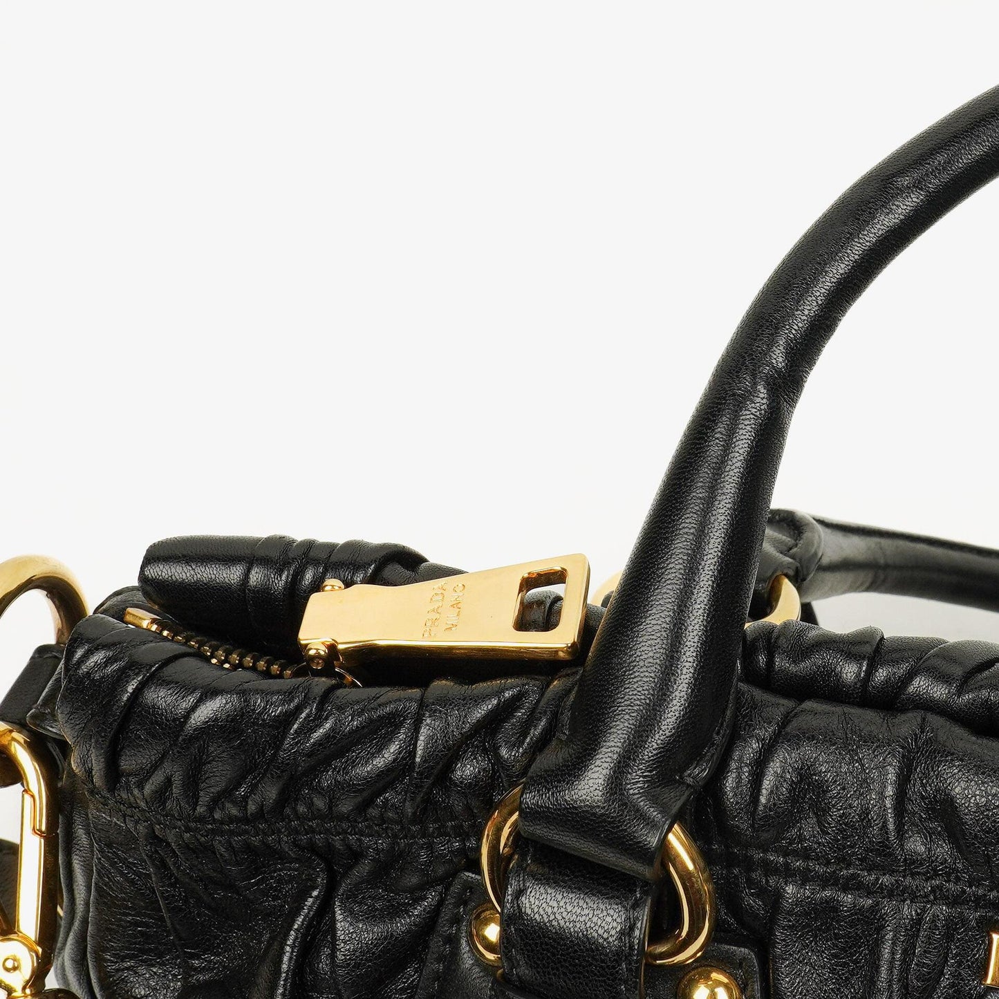 Prada Nappa Gaufre Leder Satchel Tasche in Schwarz