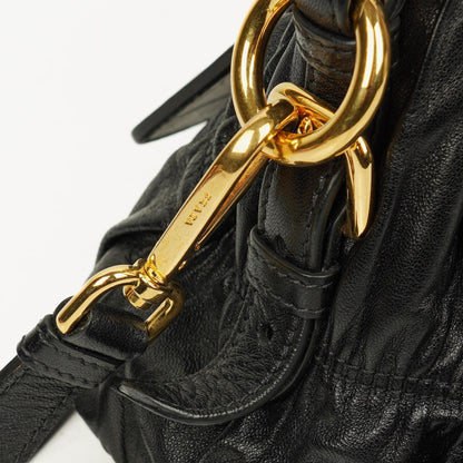 Prada Nappa Gaufre Leder Satchel Tasche in Schwarz