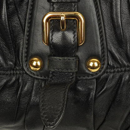 Prada Nappa Gaufre Leder Satchel Tasche in Schwarz