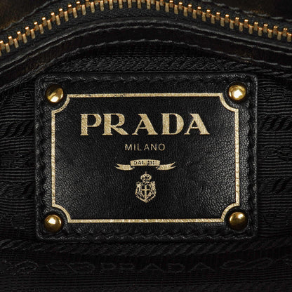 Prada Nappa Gaufre Leder Satchel Tasche in Schwarz