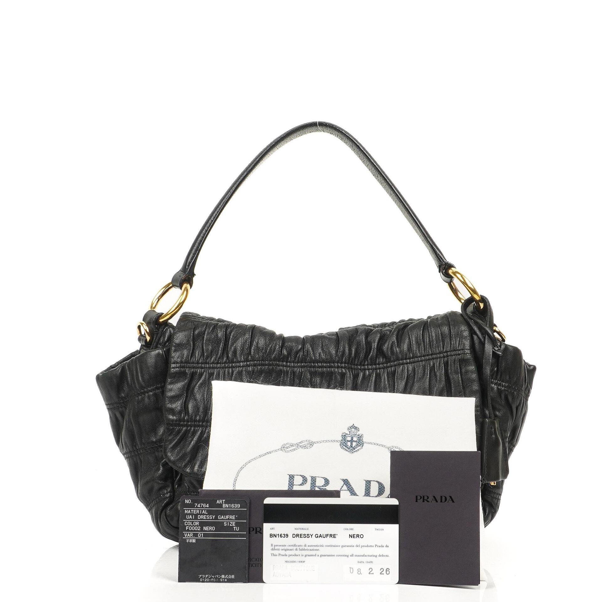 Prada Schwarze Nero Elegante Gaufre Klapptasche