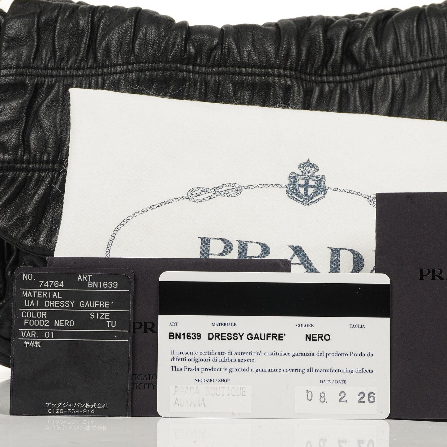 Prada Schwarze Nero Elegante Gaufre Klapptasche