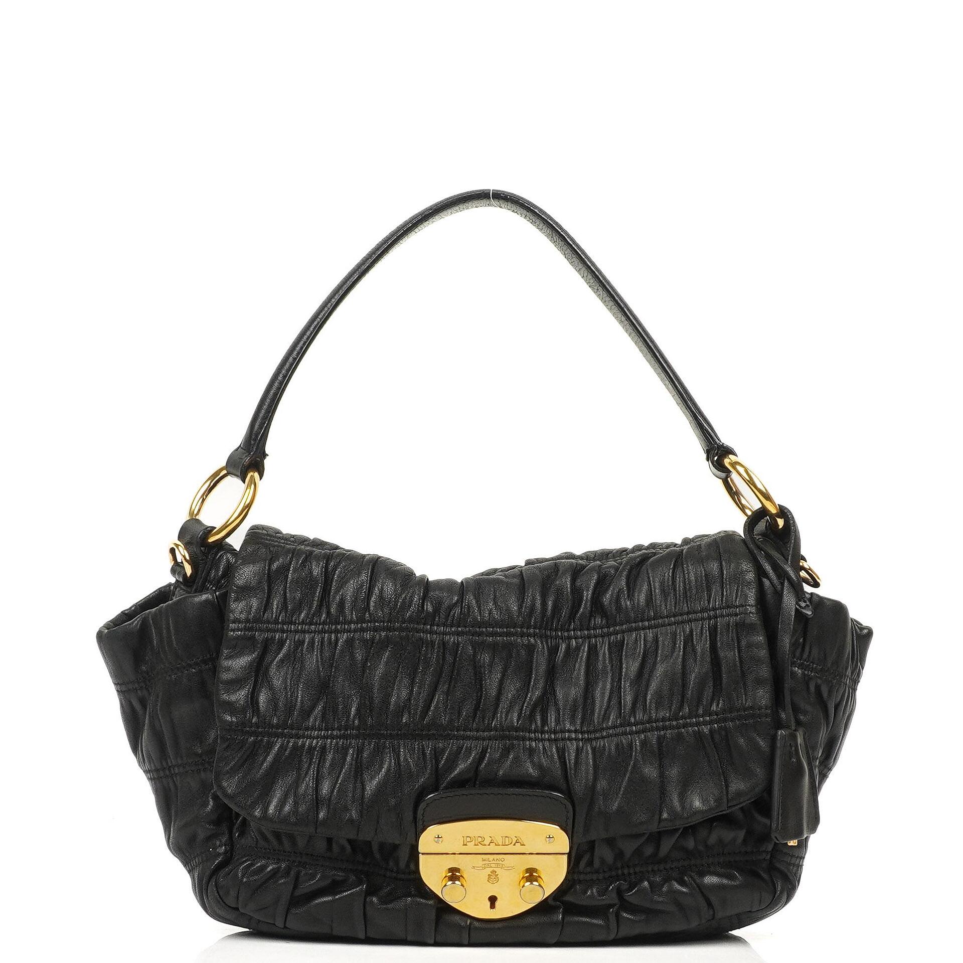 Prada Schwarze Nero Elegante Gaufre Klapptasche